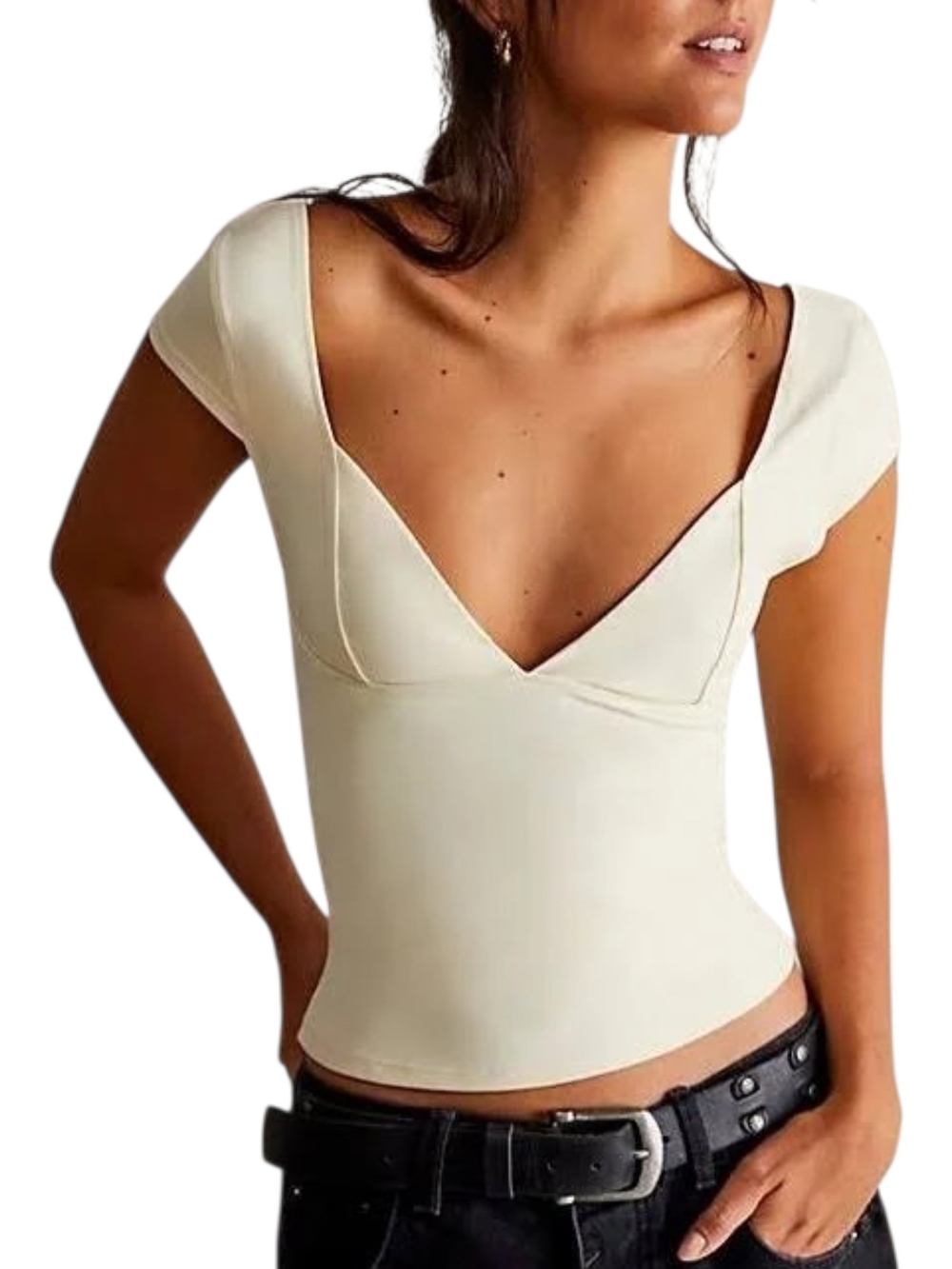 Free People Intimately Duo Corset Cami Tank Top Ivory Large NWT